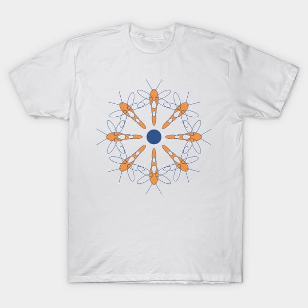 Orange Dragonfly Mandala T-Shirt by The E Hive Design